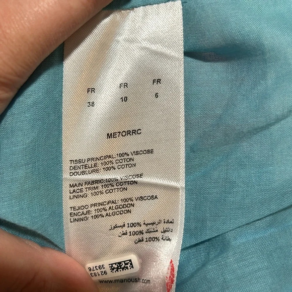 Manoush Gold Sequins Blue Floral Zip Up Dress Sz M C6 - Picture 4 of 5